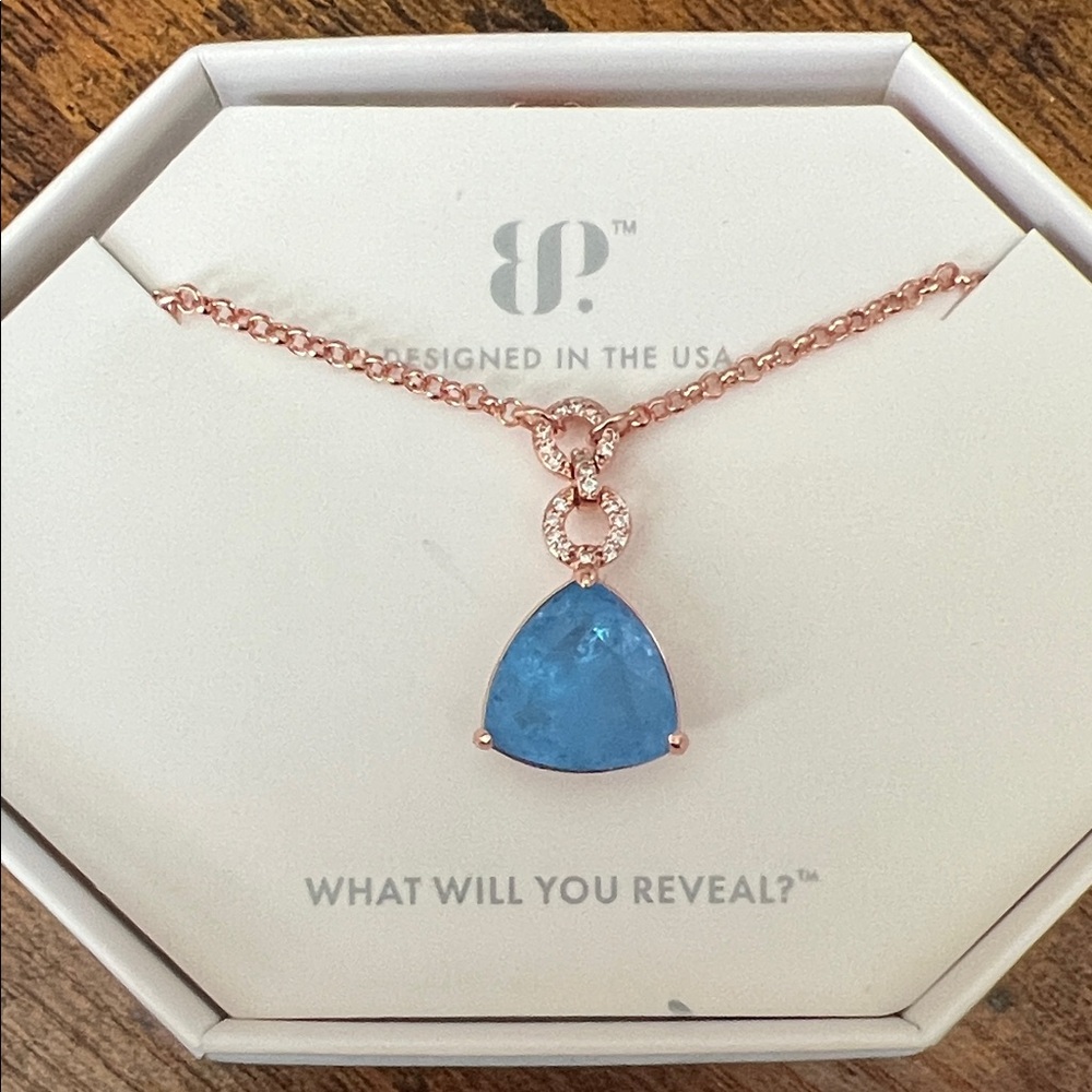 BP Ocean Blue Quartz Pendant Necklace “Speaking Now In Peace” - Bomb Party